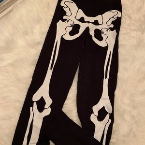 Topshop black skeleton leggings white pattern